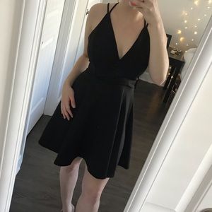 Black skater dress open back